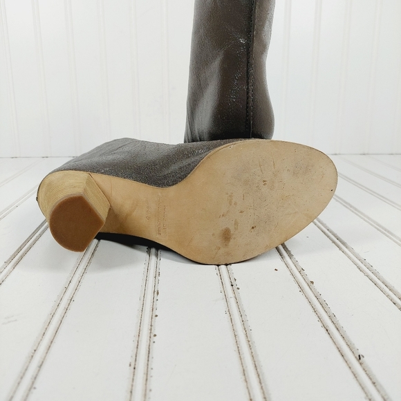 New Marc By Marc Jacobs Grey Textured Leather Block Heel Ankle Boots K135 - Picture 8 of 12